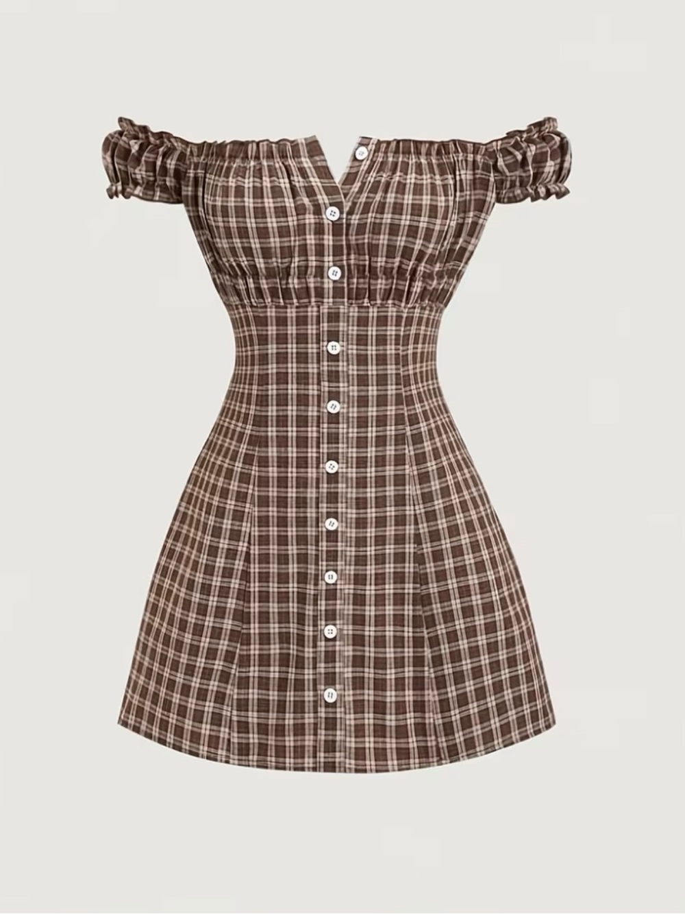 Brown Plaid Button-Front Summer Dress Size S NWOT